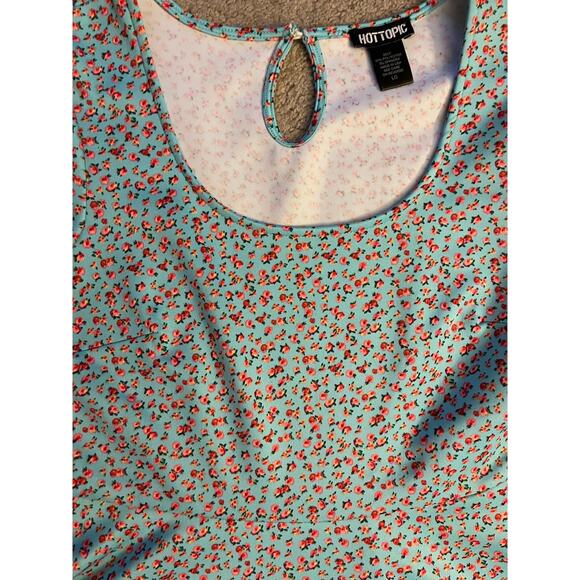 Hot Topic Teal &‎ Pink Floral Fit & Flare Skater Dress Size Large - Picture 8 of 10